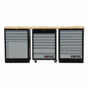 MSS 26 "/ 34" unité basse avec 20 tiroirs avec dessus en bois