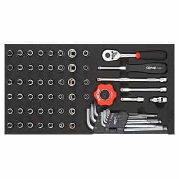 Jeu de douilles soniques 1/4", SFS 1/3 61 pièces