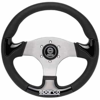 Volant Sport universel 'P222' Sparco - Noir / Aluminium - Diamètre 345mm