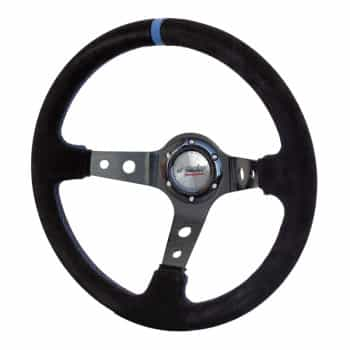 Simoni Racing Sportsteer Shakedown 350mm - Alcantara Noir + Coutures Bleues (Deep Dish)