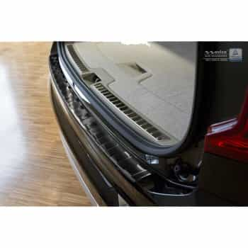 Protection de seuil arrière en acier inoxydable noir Volvo XC90 2015- 'Ribs'