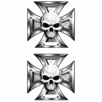 Stickerset Skull + BlackEyes dans IronCross - 2x 8x8cm