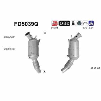 Filtre à particules / à suie, échappement FD5039Q AS