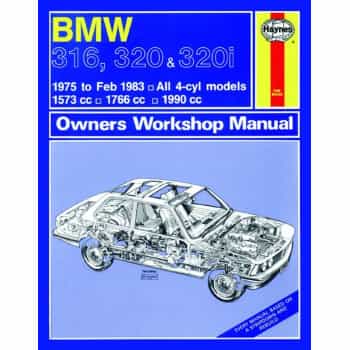 Haynes Manuel d’atelier BMW 316, 320 & 320i (4-19) (1975-1983) classique réimpression