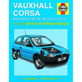 Haynes Workshop manual Opel Corsabenzine (Mar 93 - 97) K to R