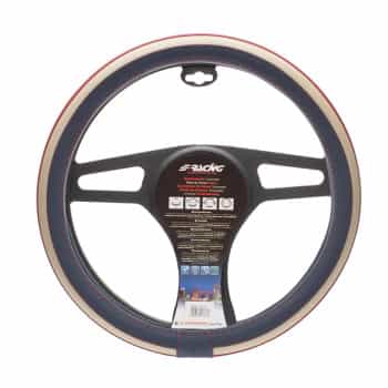 Couvre Volant Simoni Racing British Beige/Bleu/Rouge Cuir Artificiel