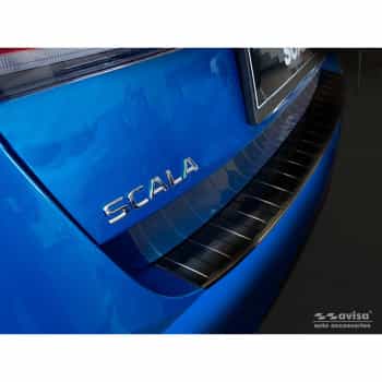 Protection de seuil arrière en acier inoxydable noir Skoda Scala 2019- 'Ribs'