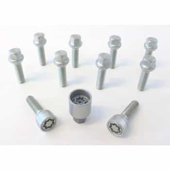 H&R Jeu de boulons de roue convexe R12 M12x1,50 - Longueur 35 mm - 10 pièces (par exemple Mercedes) - avec antivols