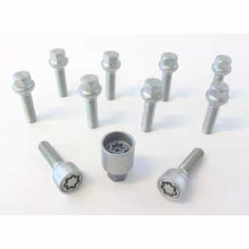 H&R Jeu de boulons de roue convexe R12 M12x1,50 - Longueur 40 mm - 10 pièces (par exemple Mercedes) - avec antivols