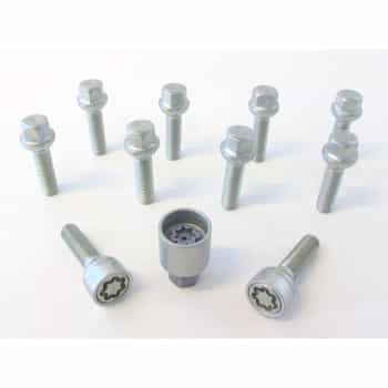 Jeu de boulons de roue H&R Bolconic R12 M12x1,50 - Longueur 43 mm - 10 pièces (par exemple Mercedes) - avec antivol