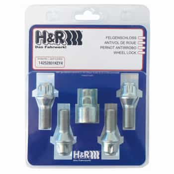 H&R Kit antivol M14x1.50x28mm conique - 4 boulons de blocage avec adaptateur