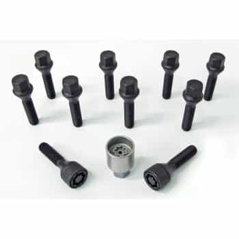 H&R Jeu de boulons de roue coniques M12x1,50 - Longueur 43mm - Noir - 10 pièces - avec blocages de roue