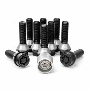 H&R Jeu de boulons de roue coniques avec anneau mobile M14x1,25 - Longueur 28mm - Noir - 10 pièces (par exemple BMW
