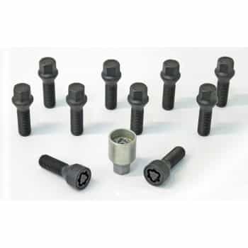 H&R Jeu de boulons de roue coniques M14x1,25 - Longueur 40mm - Noir - 10 pièces - avec antivols de roue