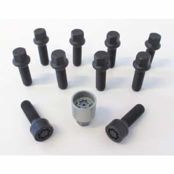H&R Jeu de boulons de roue convexe R14 M14x1,50 - Longueur 28 mm - Noir - 10 pièces (par ex. Mercedes, VW T4) - i