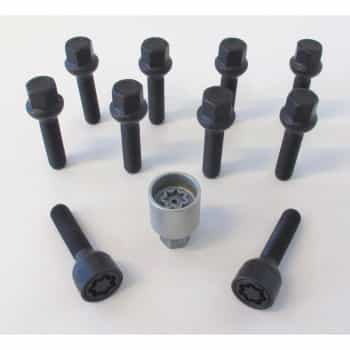 Jeu de boulons de roue H&R Bolconic R13 M14x1,50 - Longueur 28 mm - Noir - 10 pièces (par exemple VAG) - avec bloca
