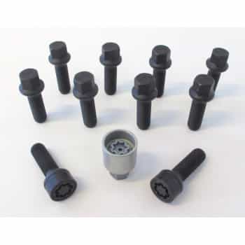 H&R Jeu de boulons de roue convexe R14 M14x1,50 - Longueur 31 mm - Noir - 10 pièces (par ex. Mercedes, VW T4) - i