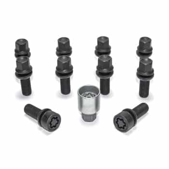 H&R Jeu de boulons de roue convexe R13 M14x1,50 - Longueur 32 mm - Noir - 10 pièces (par exemple Audi S5) - incl.