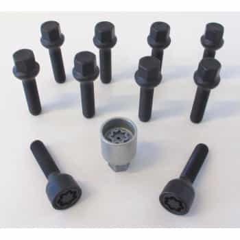 Jeu de boulons de roue H&R Bolconic R13 M14x1,50 - Longueur 33 mm - Noir - 10 pièces (par exemple VAG) - avec bloca