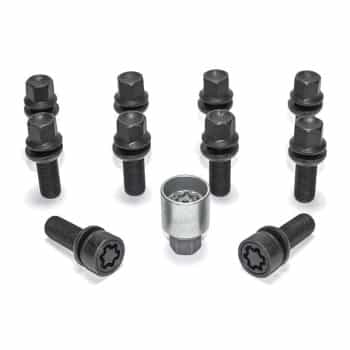 H&R Jeu de boulons de roue convexe R13 M14x1,50 - Longueur 36 mm - Noir - 10 pièces (par exemple Audi S5) - incl.
