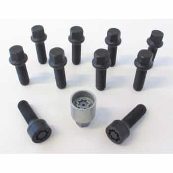 H&R Jeu de boulons de roue convexe R14 M14x1,50 - Longueur 37mm - Noir - 10 pièces (par ex. Mercedes, VW T4) - i