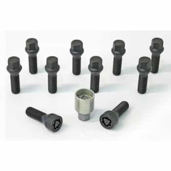H&R Jeu de boulons de roue coniques M14x1,50 - Longueur 38mm - Noir - 10 pièces - avec blocages de roue