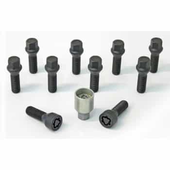 H&R Jeu de boulons de roue coniques M14x1,50 - Longueur 40mm - Noir - 10 pièces - avec blocages de roue