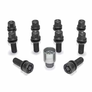 H&R Jeu de boulons de roue convexe R13 M14x1,50 - Longueur 42mm - Noir - 10 pièces (par ex. Audi S5) - incl.