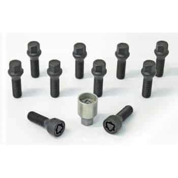 H&R Jeu de boulons de roue coniques M14x1,50 - Longueur 43mm - Noir - 10 pièces - avec blocages de roue