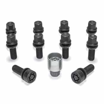 H&R Jeu de boulons de roue convexe R13 M14x1,50 - Longueur 48 mm - Noir - 10 pièces (par exemple Audi S5) - incl.