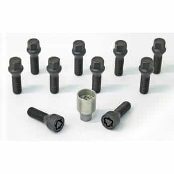 H&R Jeu de boulons de roue coniques M14x1,50 - Longueur 50mm - Noir - 10 pièces - avec blocages de roue