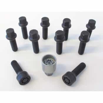 H&R Jeu de boulons de roue convexe R14 M14x1,50 - Longueur 50mm - Noir - 10 pièces (par ex. Mercedes, VW T4) - i