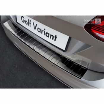 Protecteur de pare-chocs arrière en acier inoxydable noir pour Volkswagen Golf VII Variant Facelift 2017-'Ribs'