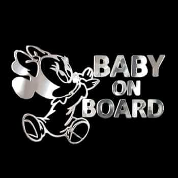 Autocollant Nickel 'BÉBÉ À BORD Minnie' - 90x85mm