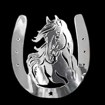 Autocollant Nickel 'Fer à Cheval + Cheval' - 48x50mm