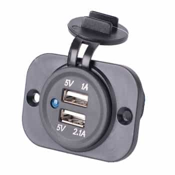 Adaptateur USB intégré 2xUSB 5V-2,1A&1A/Entrée 12V-24V