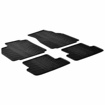 Tapis en caoutchouc adaptés pour Renault Megane II à partir de 2002 (T-Design 4 pièces + clips de fixation)