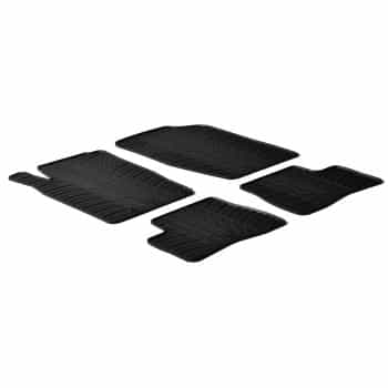 Tapis en caoutchouc pour Peugeot 206 3/5 portes/SW/ + 1998- (T-Design 4 pièces + clips de fixation)