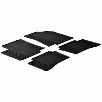 Tapis en caoutchouc pour Kia Rio 5 portes 2011- (T-Design 4 pièces + clips de montage)