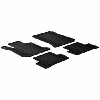Tapis en caoutchouc pour Mercedes Classe C W204 2007-2013 (T-Design 4 pièces + clips de fixation)