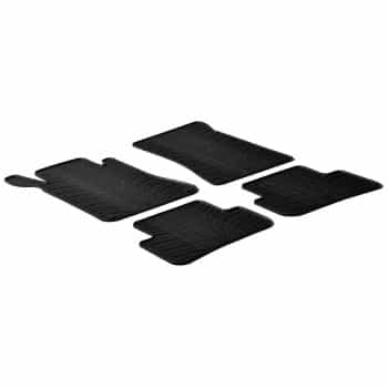 Tapis en caoutchouc adaptés pour Mercedes Classe C W203 2001-2007 (T-Design 4 pièces + clips de montage)