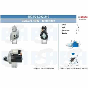 Démarreur Mercedes 1.1 KW 550.524.092.210 Bosch