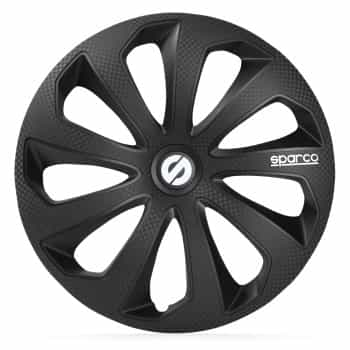 Jeu d'enjoliveurs de roue Sparco 4 pièces Sicilia 14 pouces noir / carbone