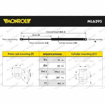 Vérin de hayon, de coffre MONROE MaxLift ML6395