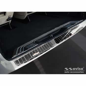 Protection de pare-chocs arrière en inox chromé adaptable à Mercedes Vito / Classe V 2014- 'Ribs' 'XL&#39