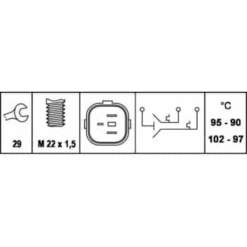 Interrupteur de température, ventilateur de radiateur 6ZT 007 837-061 Hella