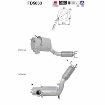 Filtre à particules / à suie, échappement FD5033 AS