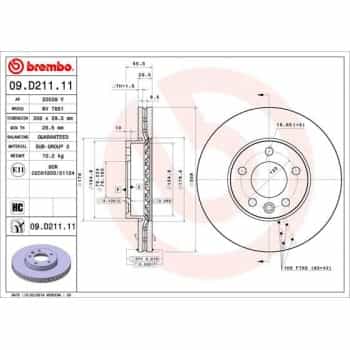 Disque de frein 09.D211.11 Brembo