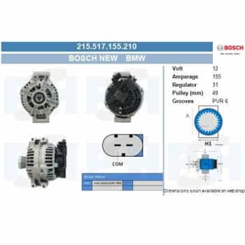 Dynamo BMW 155A 215.517.155.210 Bosch