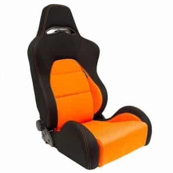 Siège sport 'Eco' - Noir/Orange - Dossier réglable des deux côtés - avec glissières